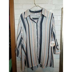 Soleillee Womens Plus Size 1X Buttondown Long